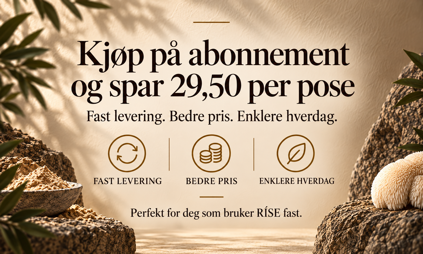 Ríse kaffekremer, lions mane mct-olje, kreatin, vitaminer