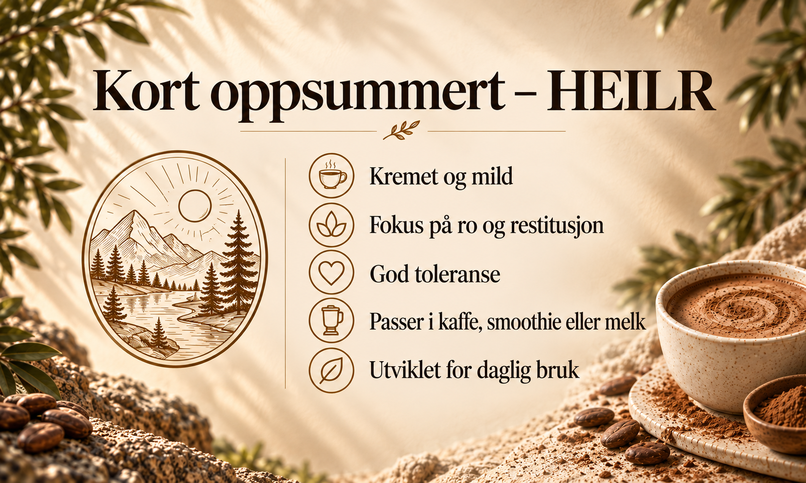 heilr chaga, mctolje glysin, vitaminer, mineraler.